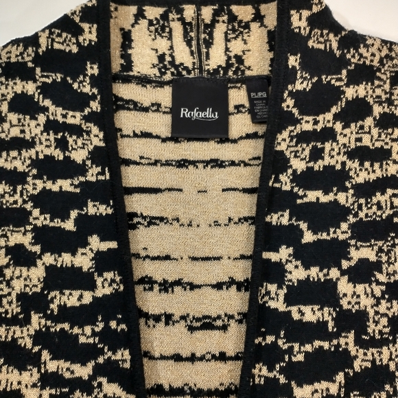 Rafaella Leopard Open Front Cardigan Sweater Duster Size PL - Picture 2 of 8